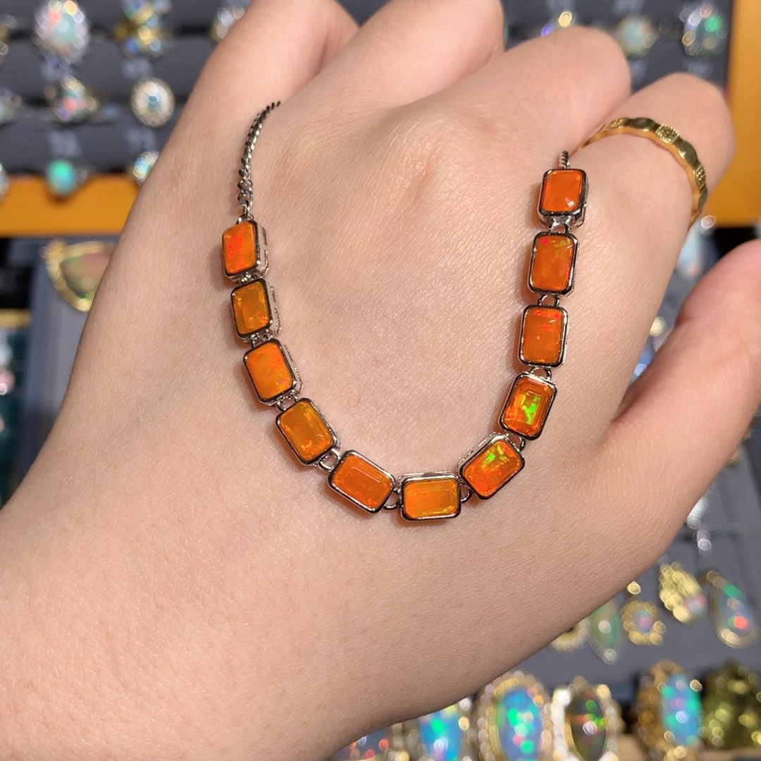 银S925镶嵌欧泊欧泊手链y