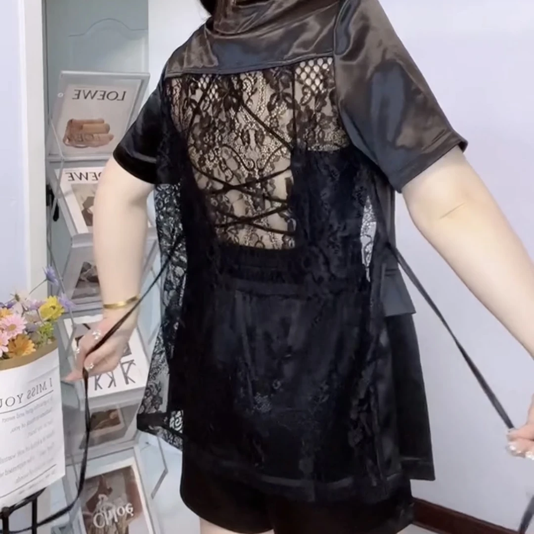 新款美背西服外套搭配短裤套装两件套