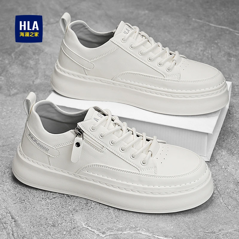 HLA/海澜之家男鞋2025夏季新款百搭休闲板鞋舒适软底小白鞋098