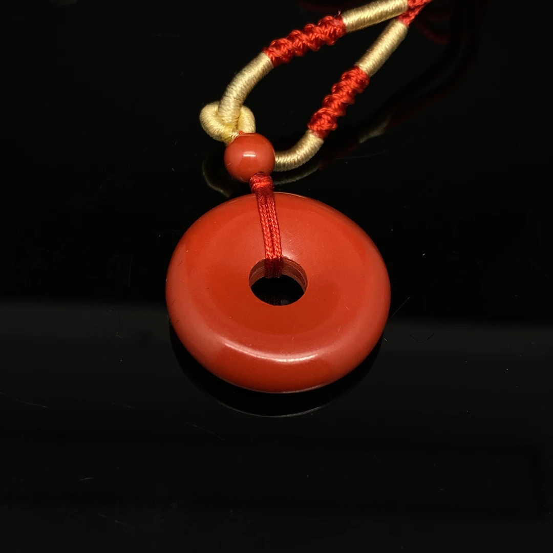含辰砂工艺品B0212GMD745（多样性发货）小平安扣光面大孔朱砂饰品