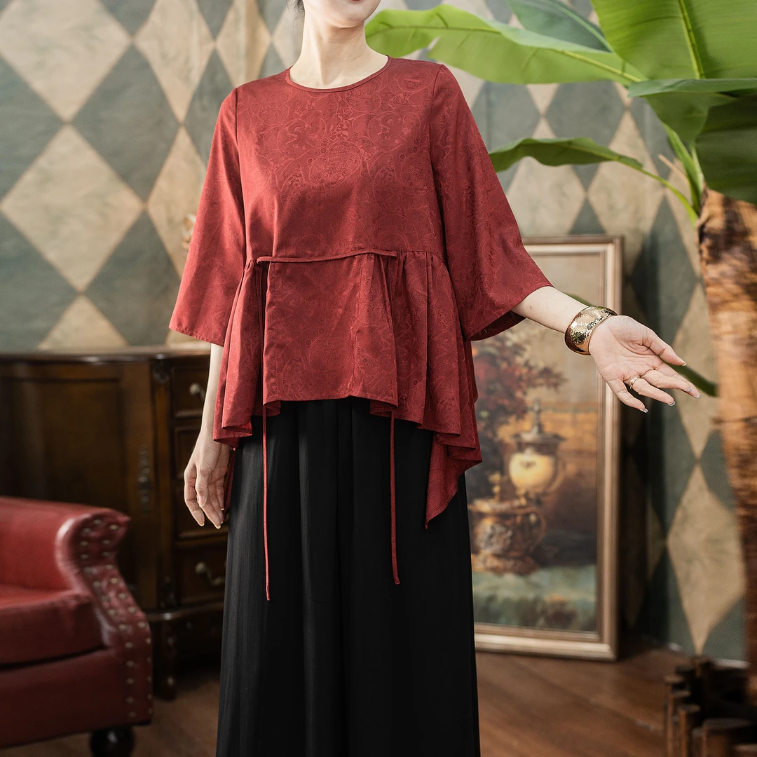 新中式《丹花俏褂》春夏秋女士精致百搭小衫XD1519