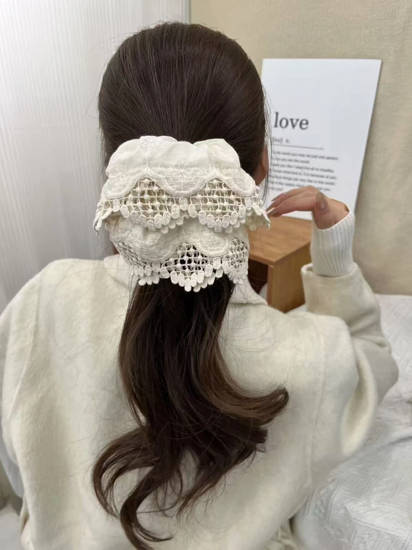 【奶芙】日韩女发圈发绳韩式甜美米白色韩版小香风仙女优雅百搭