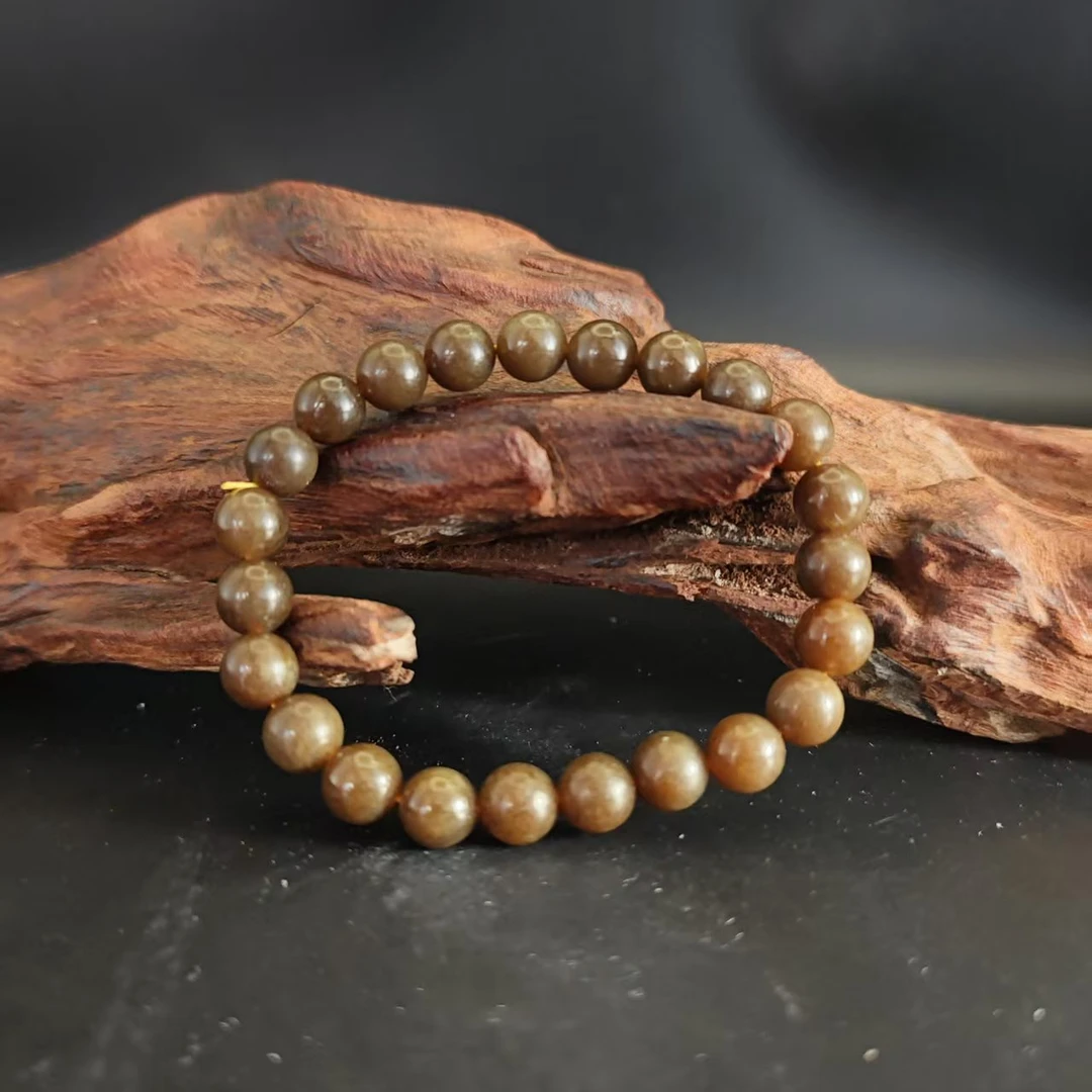 Z和田玉且末糖圆珠手串（卡8）2554