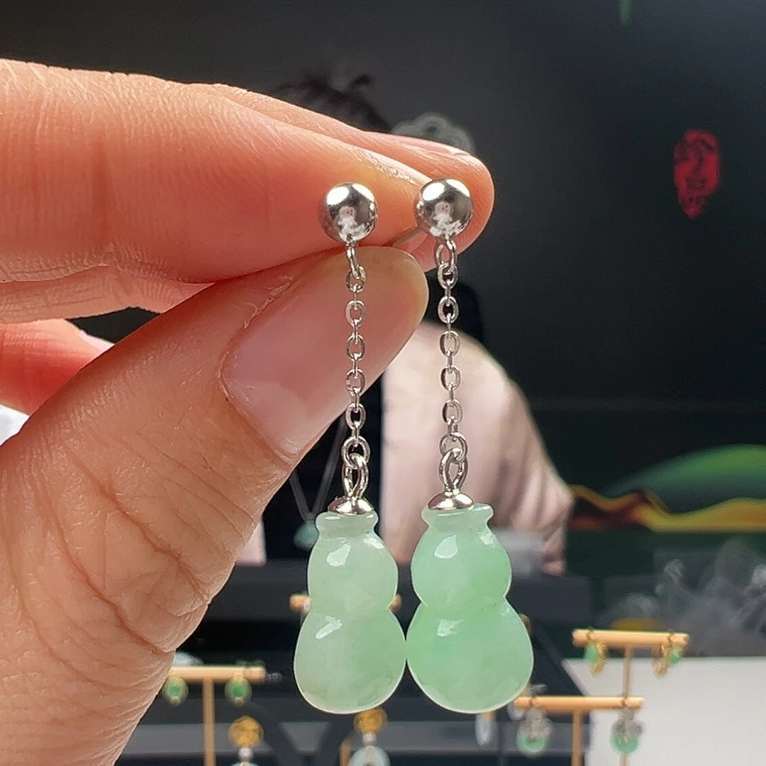 银S925镶嵌翡翠耳饰