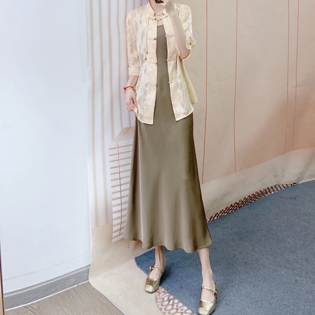 225新中式国风衬衫+背心连衣裙两件套裙7225/GP