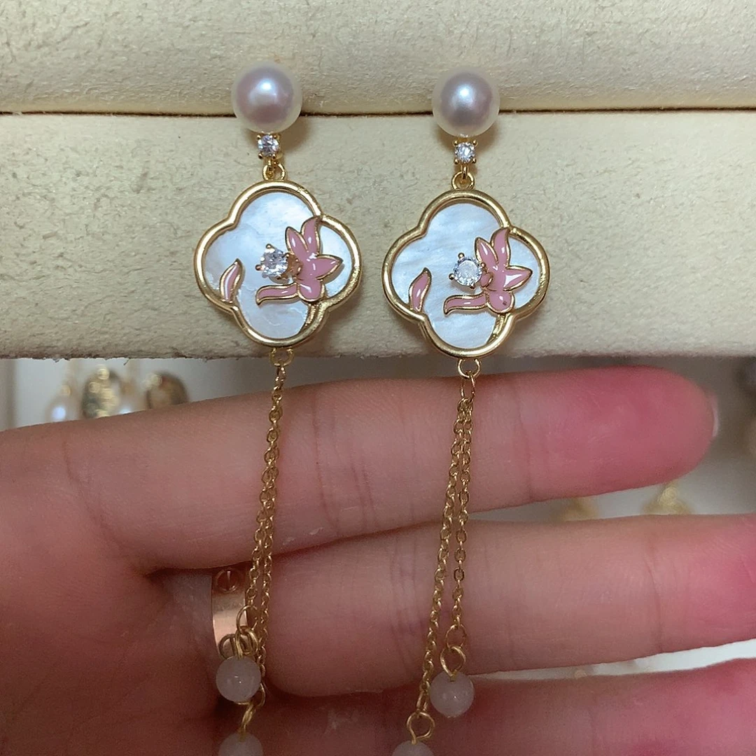 淡水珍珠耳饰合金