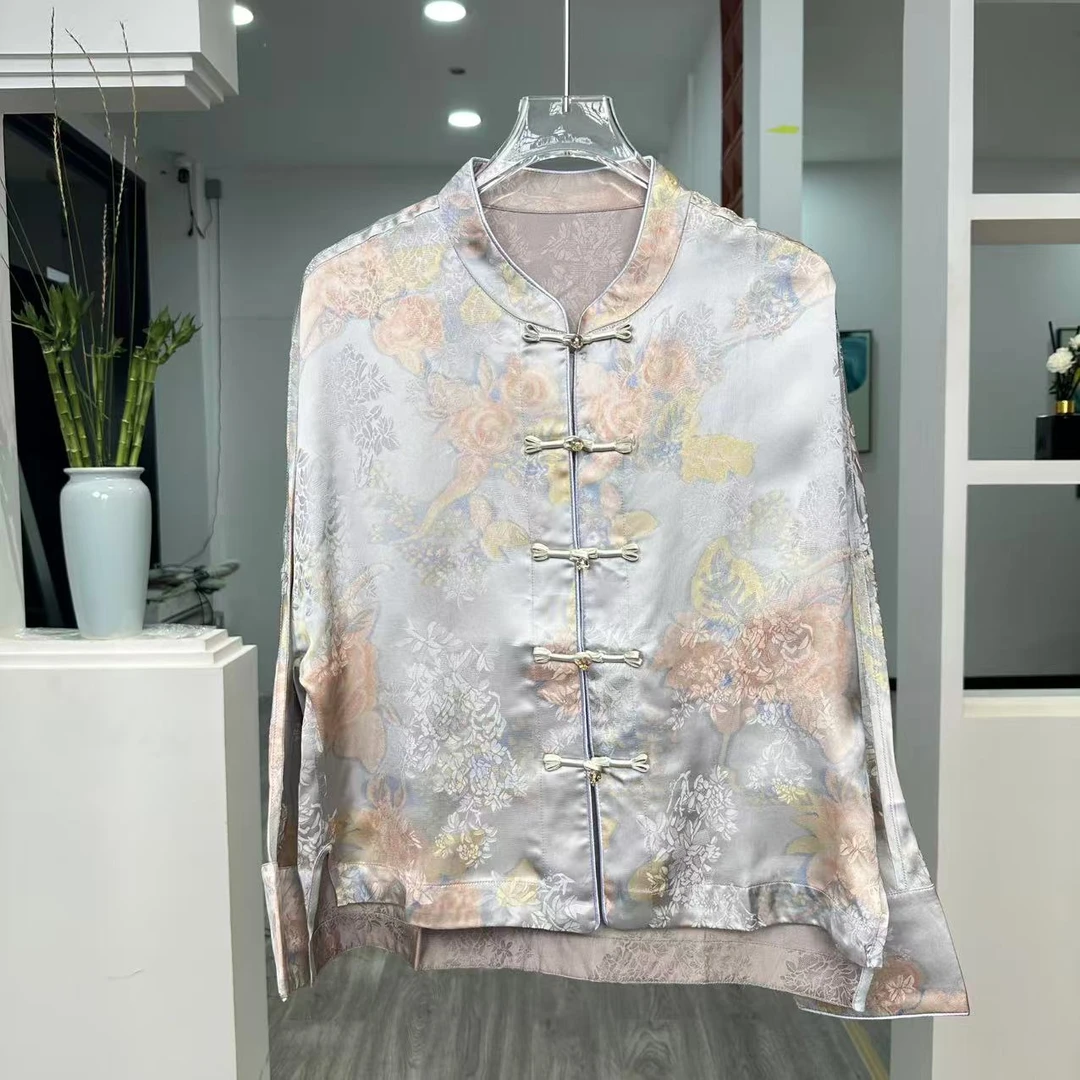 042新款中式国风薄款女刻花短外套长袖上衣