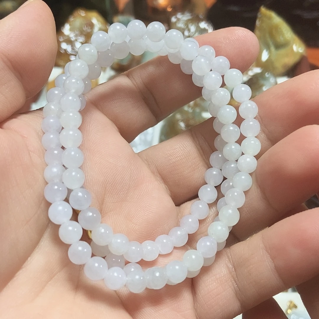 翡翠未镶嵌颈饰糯冰波链