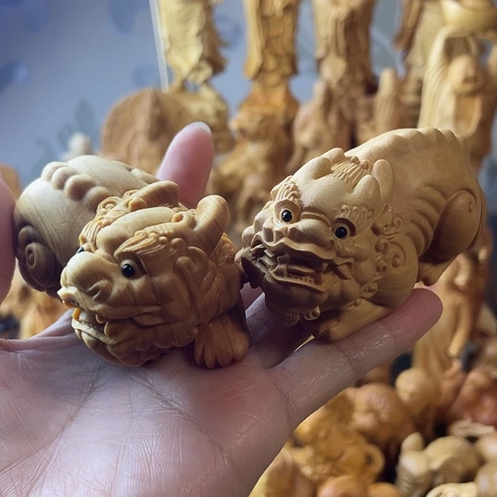 柏木（崖柏）崖柏公母貔貅一对