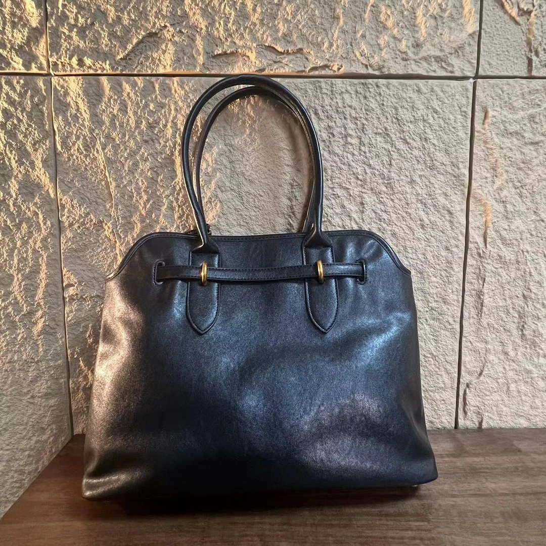YNPO24年秋冬新款真皮重工女包 公文黑色