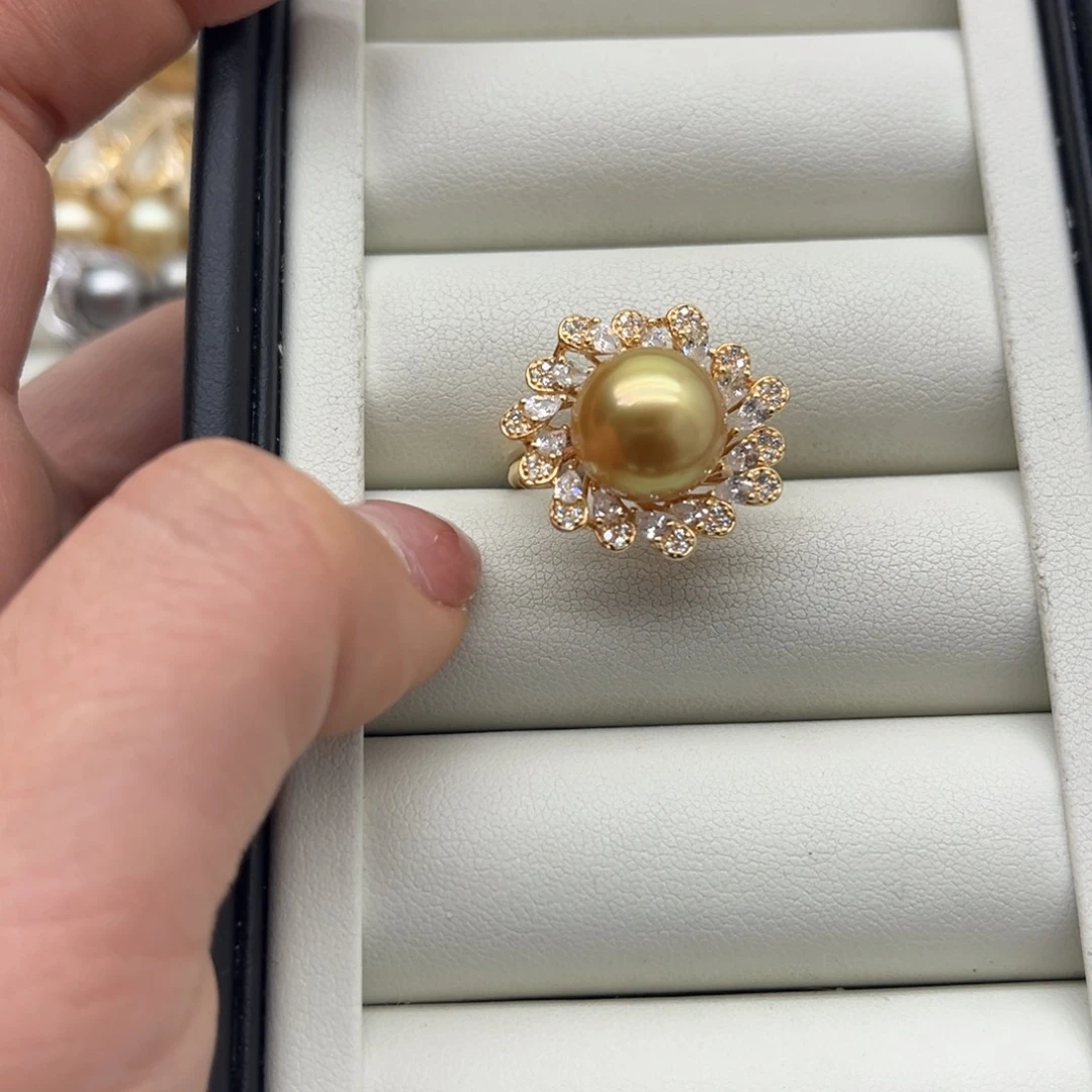 戒指银S925镶嵌海水珍珠