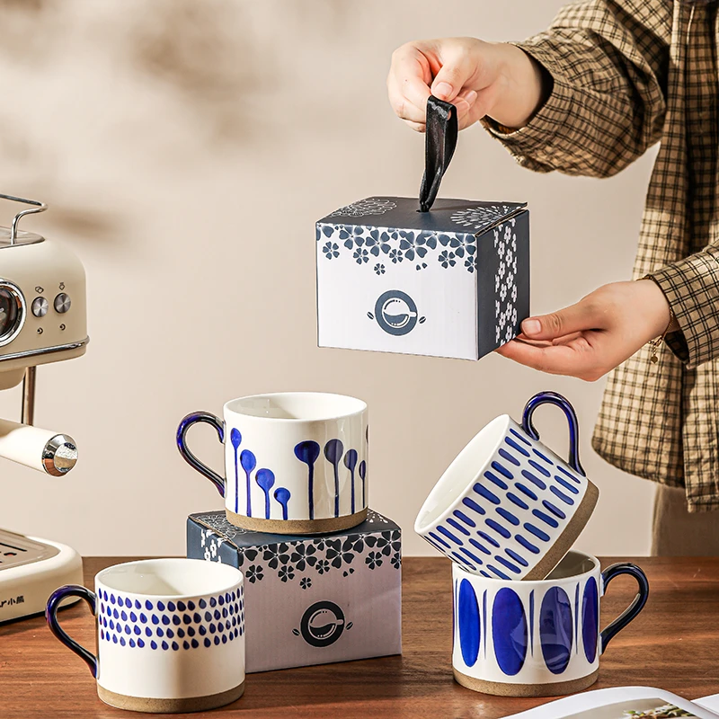 高颜值复古咖啡杯女生水杯北欧风陶瓷马克杯日式ins高档精致情侣