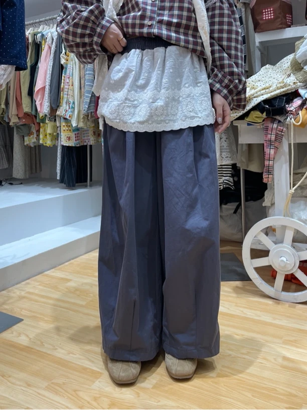 MY#52519春季新款重工艺拼接屁帘阔腿裤，裤长：98cm