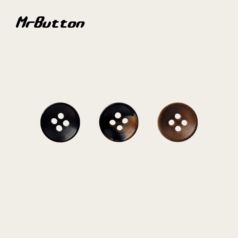 MR BUTTON 高档牛角四眼纽扣圆形衬衫扣西服衬衫开衫袖口百搭配件