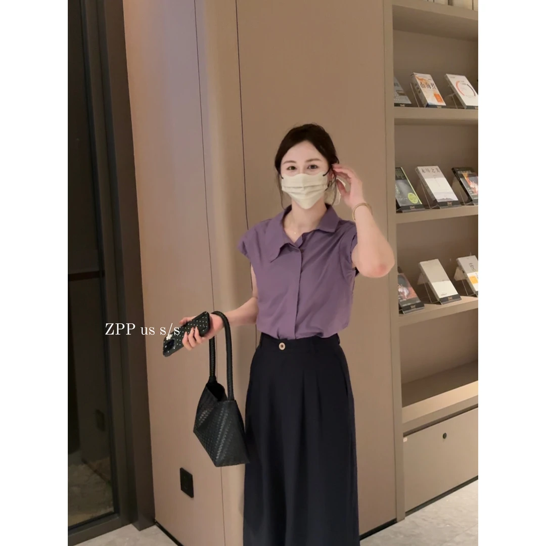 ZPP • 法式紫色韵味飞飞袖衬衫设计感小众洋气不规则上衣