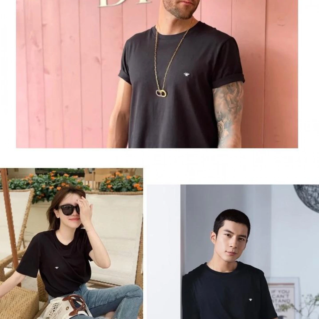 503男士圆领短袖T恤，小蜜蜂刺绣标，简约百搭舒适日常款