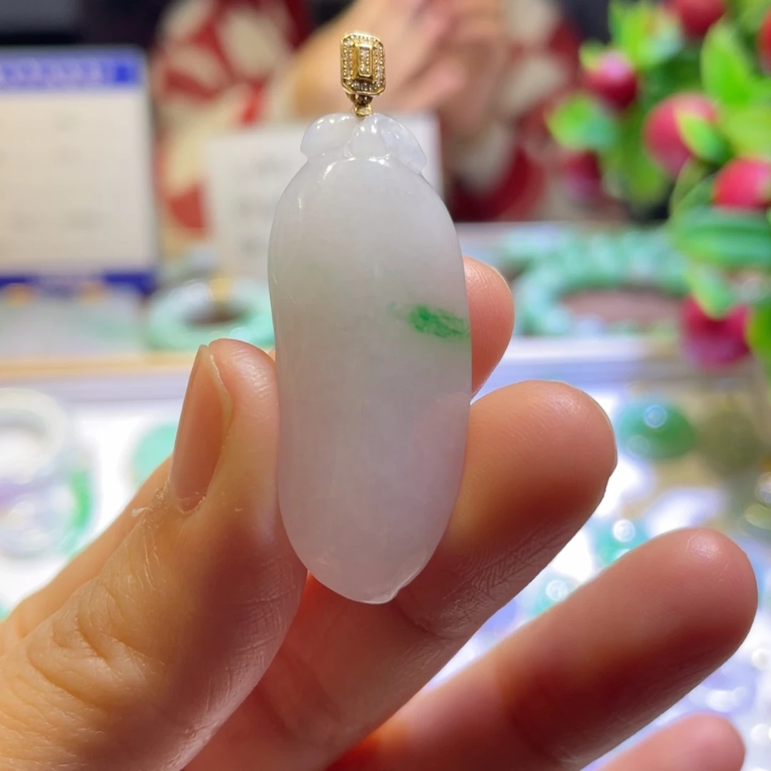 翡翠18K金镶嵌吊坠(不含链)福瓜