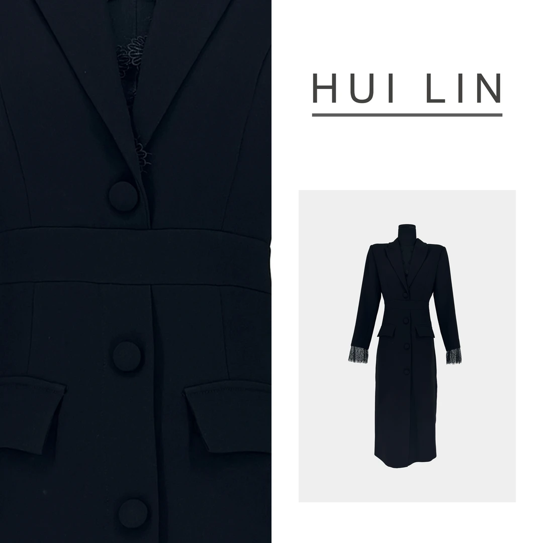 【春季新款】气质显瘦高级感蕾丝拼接中长款连衣裙【25706】