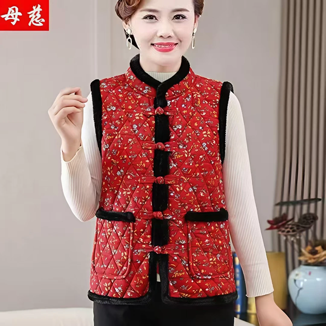 12115-中老年女装新款马夹中年女背心中老年女高档洋气上衣