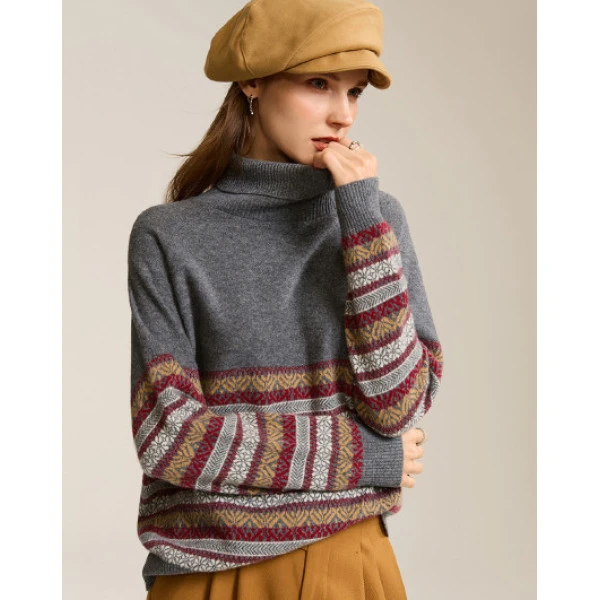 100%绵羊毛费尔岛两翻领厚款针织衫8310