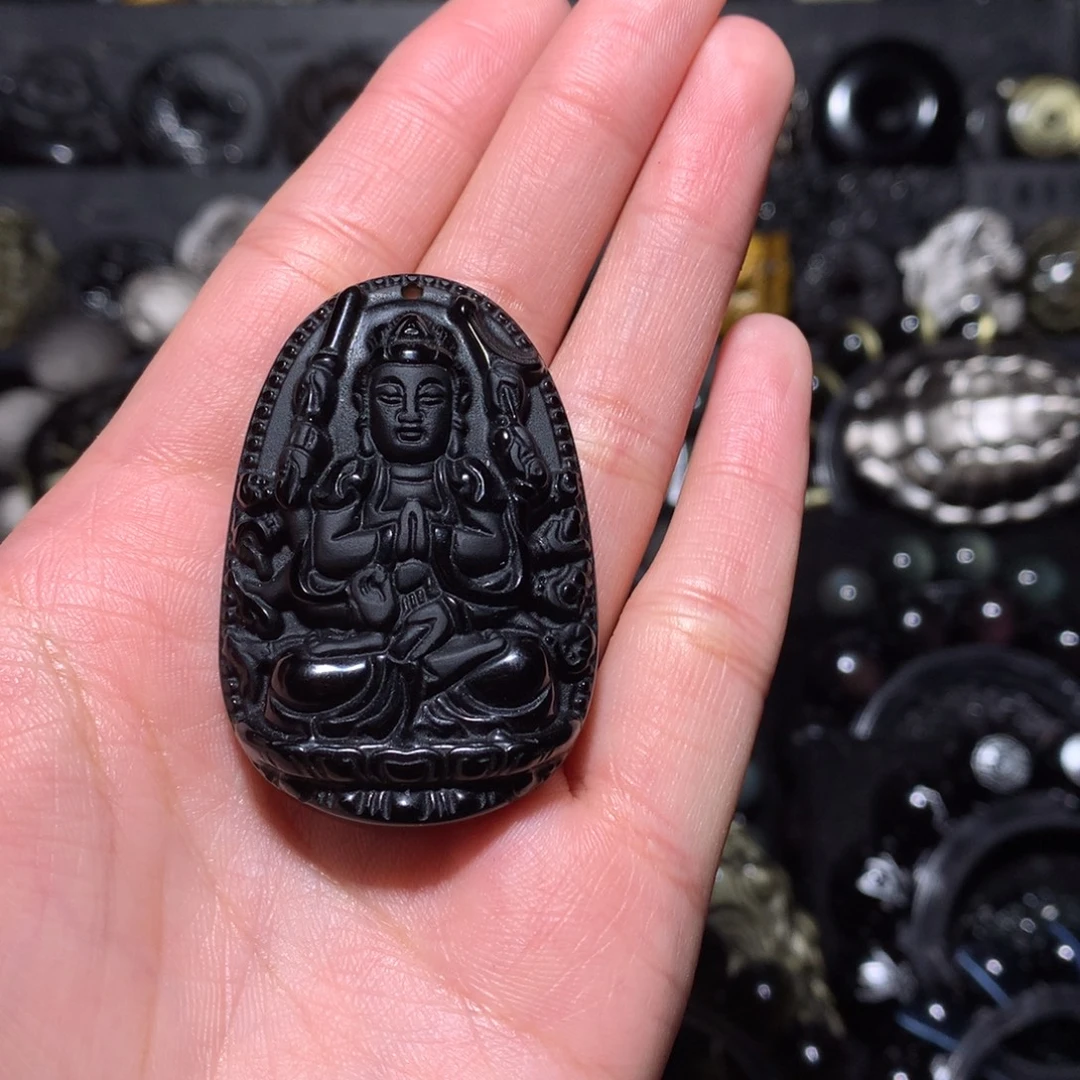 一***莲黑曜岩未镶嵌珠宝奇石