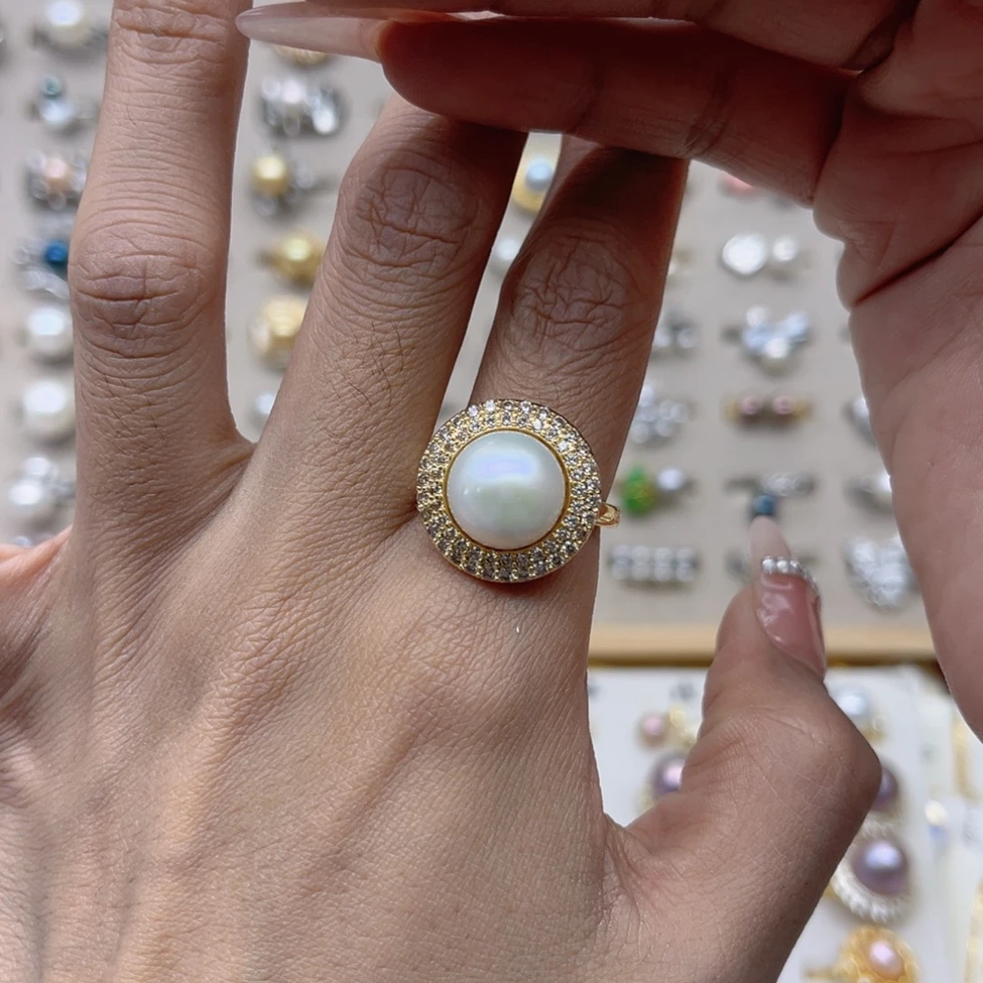 @***忧戒指合金淡水珍珠