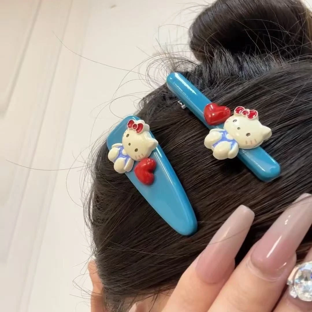 原创甜心baby可爱卡通hellokitty发夹蓝色鸭嘴夹刘海夹子