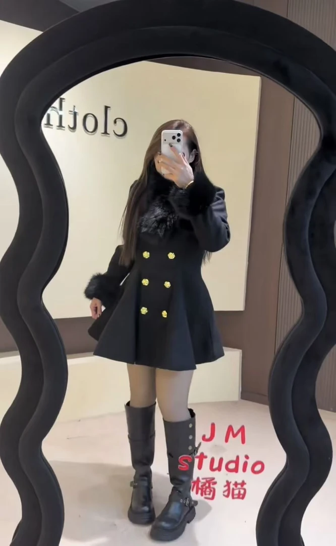 新款欧货2025大码女装复古加厚时尚胖MM显瘦冬季宽松上衣外套1776