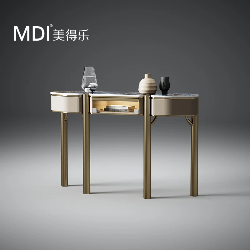 美得乐现代轻奢玄关柜设计师款极简豪宅别墅大平层玄关台客厅餐厅