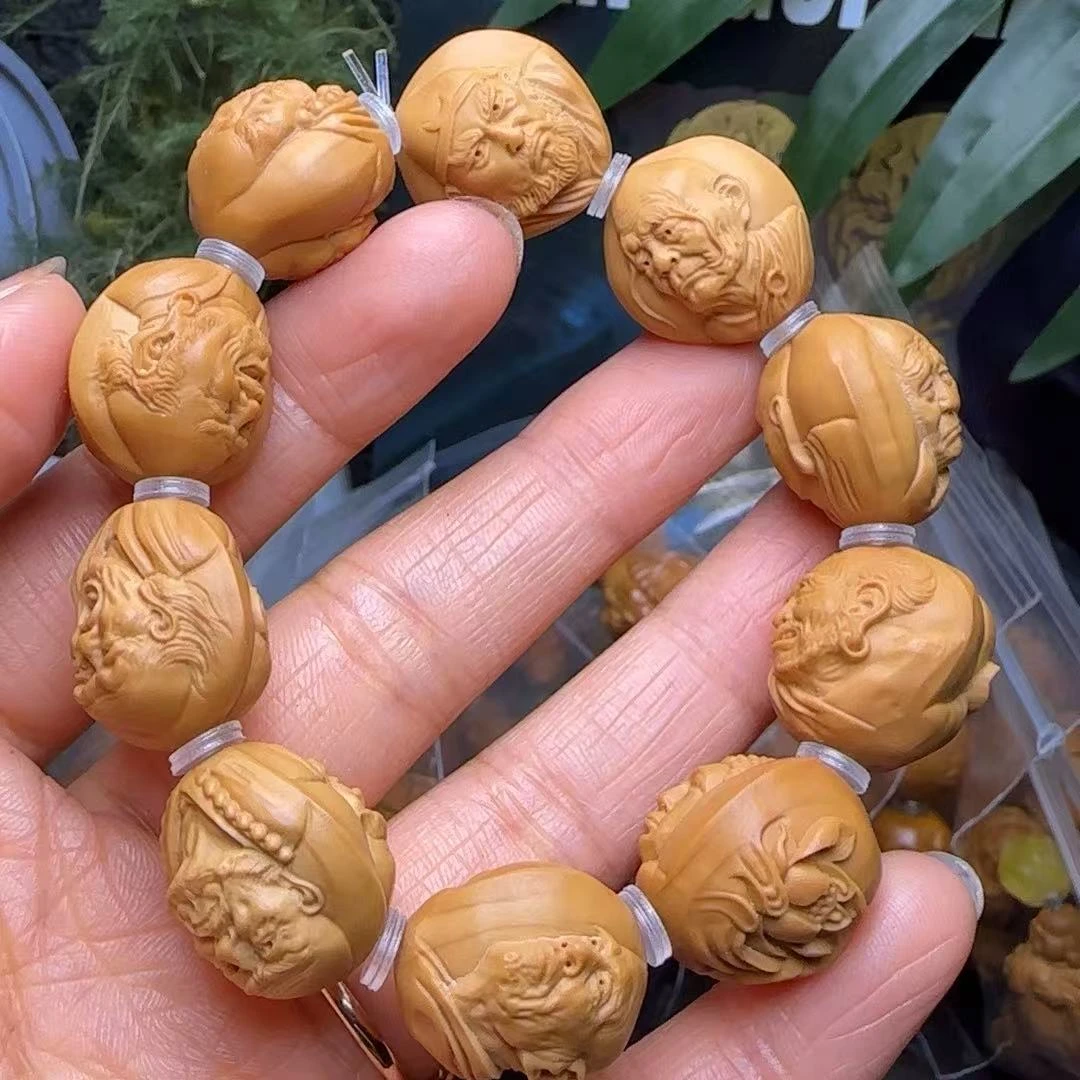 文玩橄榄核三丰十八罗汉手串橄榄核雕手工精雕