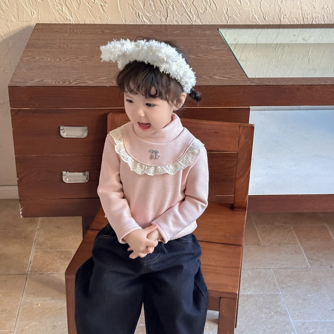 [一体絨]2025新款高领内搭长袖儿童女打底衫