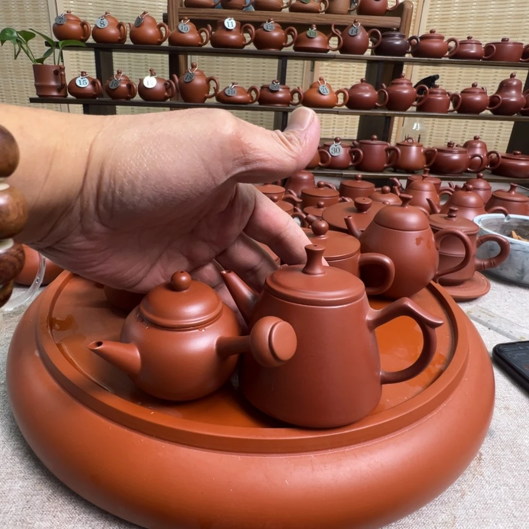 紫砂茶壶大***腻潮州手拉朱泥壶2把，微瑕不退换