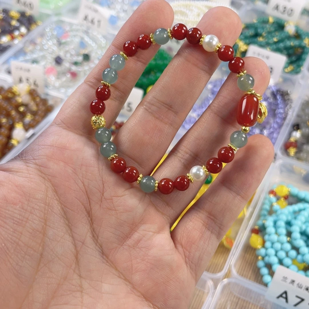 玛瑙手饰银S925镀金镶嵌