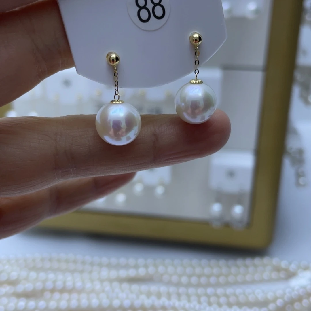 淡水珍珠18K金镶嵌耳饰
