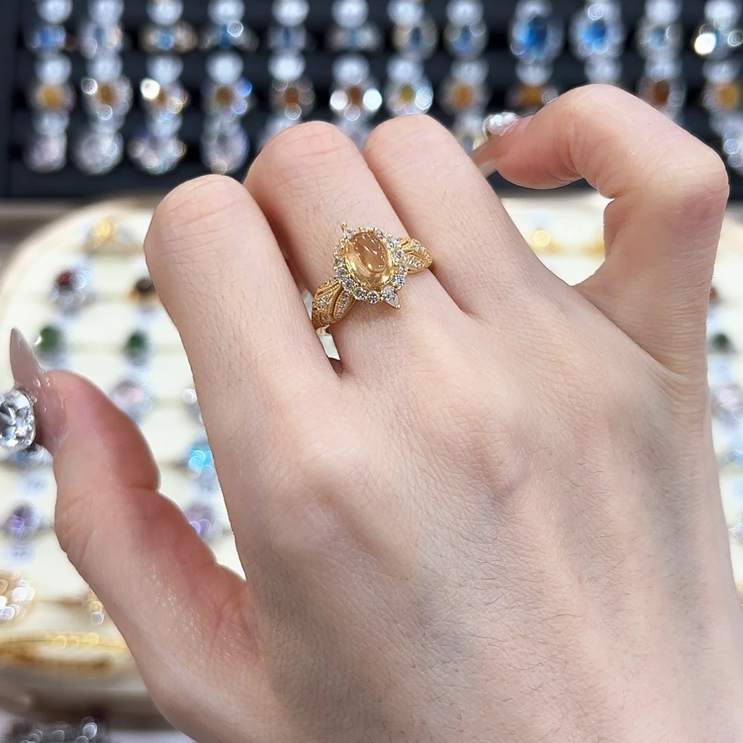 水晶金色拖不保色介意慎拍银托不掉色银S925镶嵌宫廷风