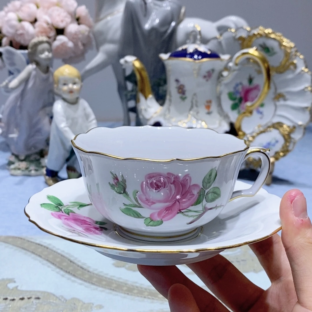 瓷片梅森二等红玫瑰红茶杯
