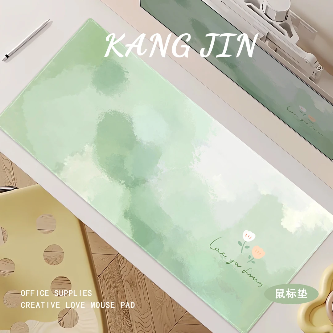 超治愈晕染水彩鼠标垫超大高颜值女生办公桌垫渐变电脑垫定制键盘