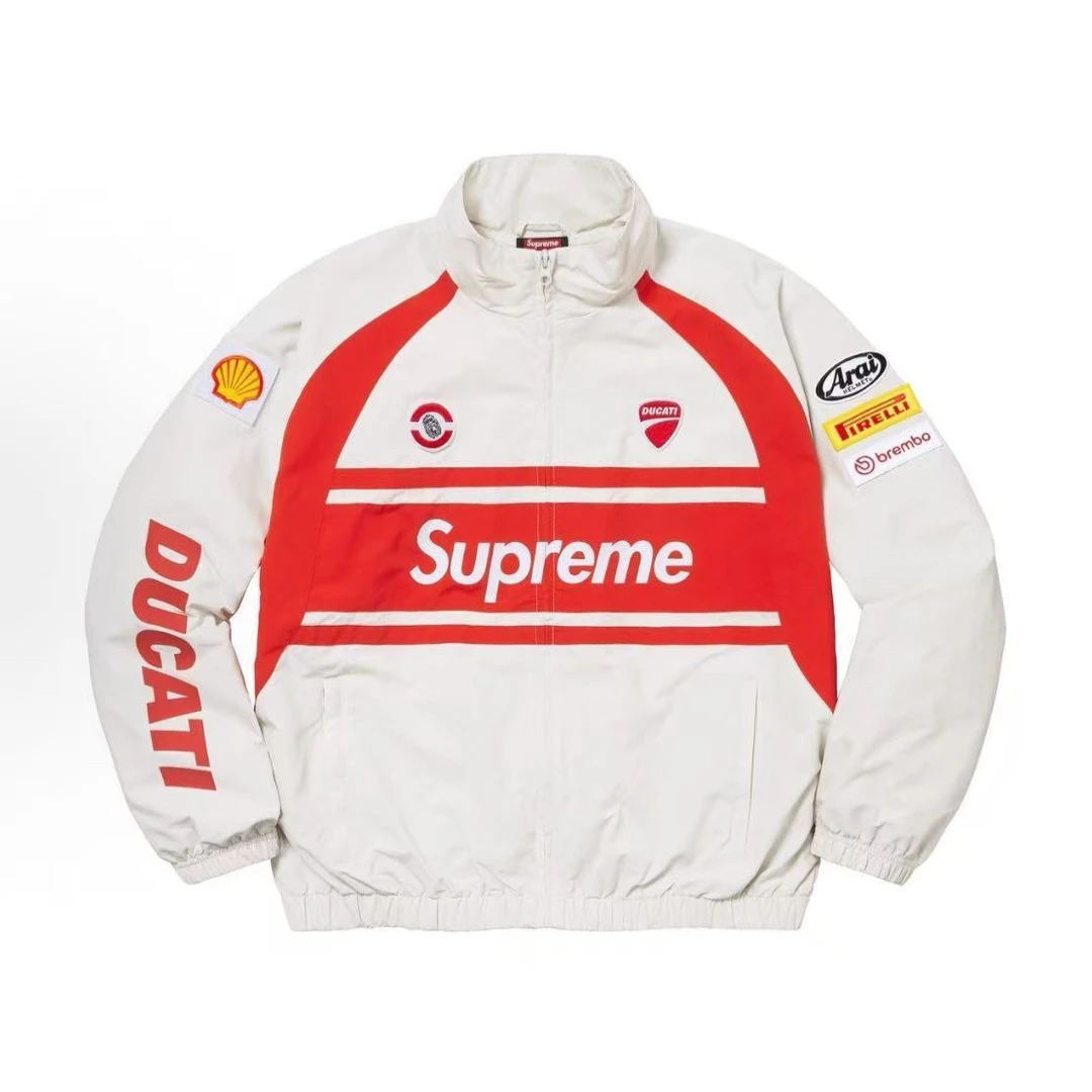 Supreme x DUCATI 联名款 SS24 松紧下摆设计拉链美式潮流夹克