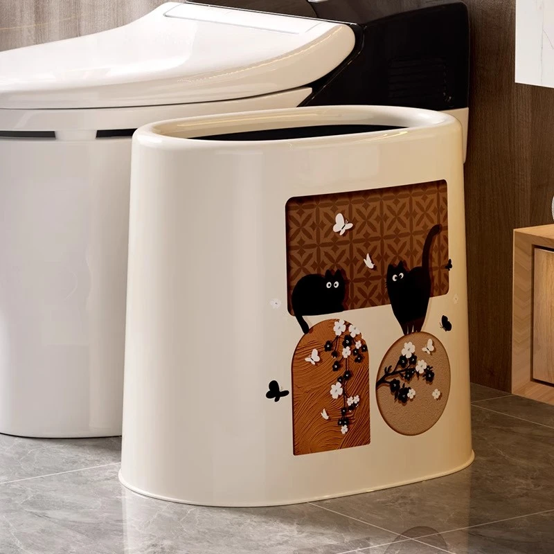 荣耀佳画中古风垃圾桶家用卫生间2025新款窄夹缝厕所专用桶高颜值