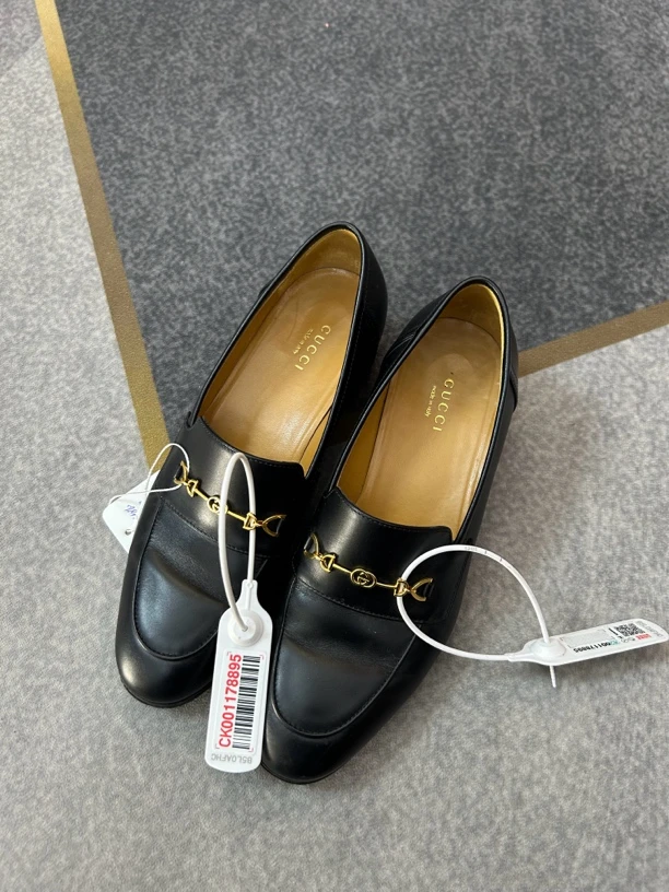 95新 GUCCI/古驰 黑色乐福鞋三七码