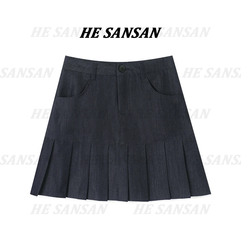 【SANSAN】（带内里）高腰气质百褶裙不规则百搭时尚休闲裙子DY-90172