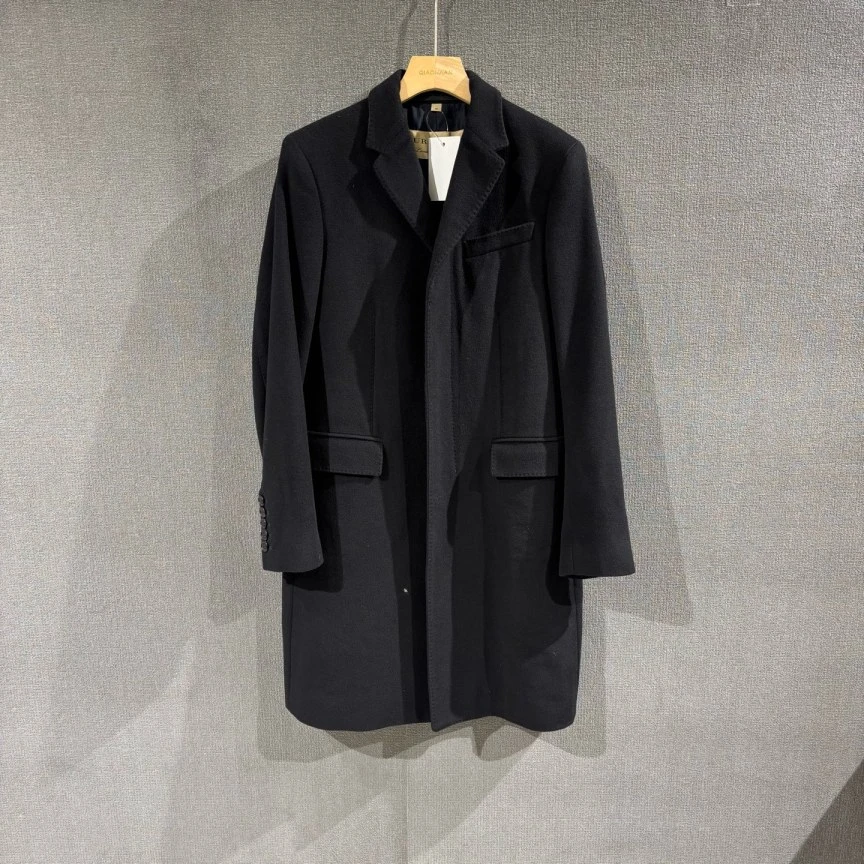 未使用 BURBERRY/博柏利 （pm）黑色羊毛大衣 全新48码/6998