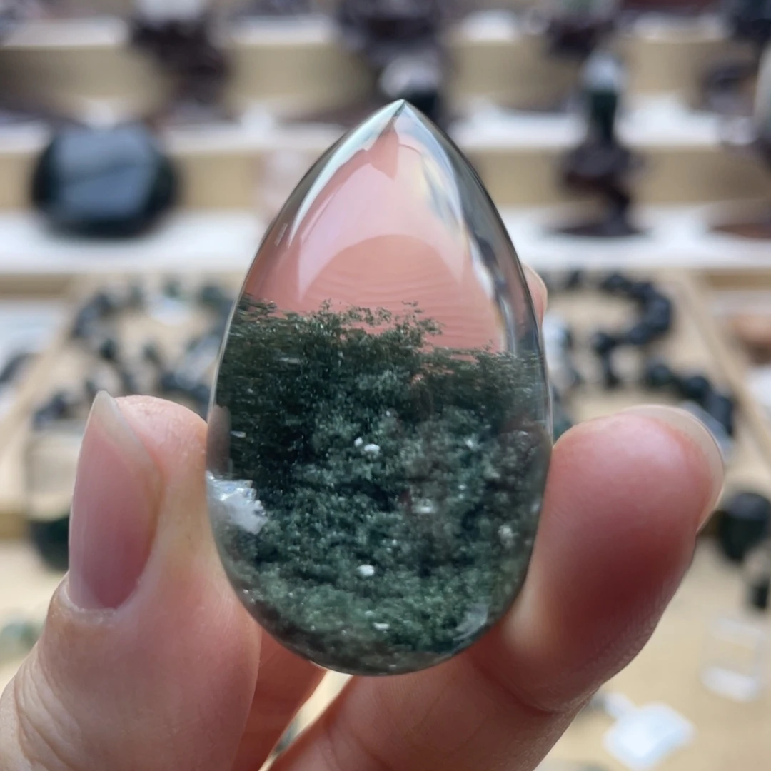 水晶颈饰未镶嵌绿幽灵聚宝盆水滴吊坠