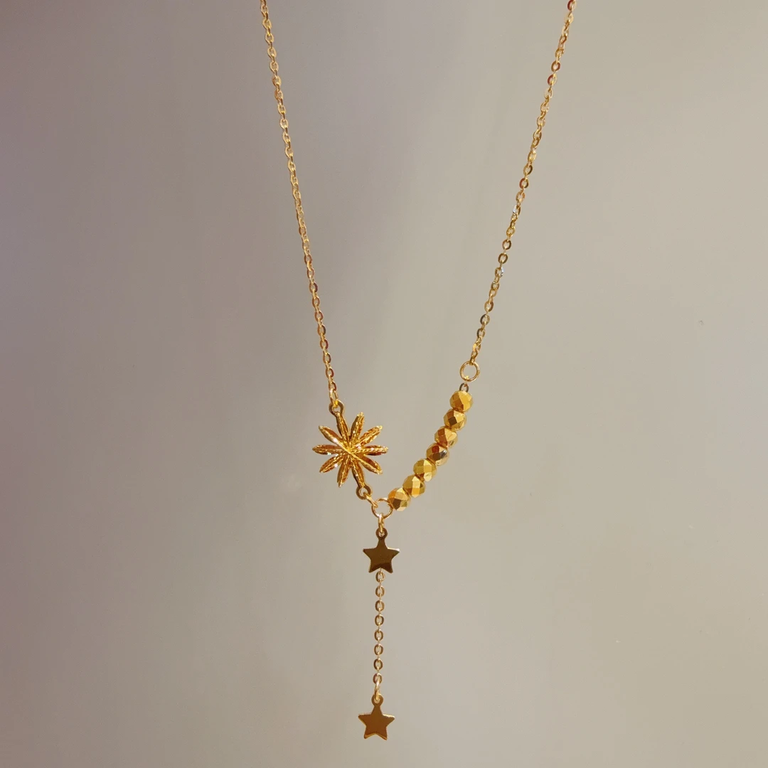 5G工艺足金999星星芒星流苏套链
