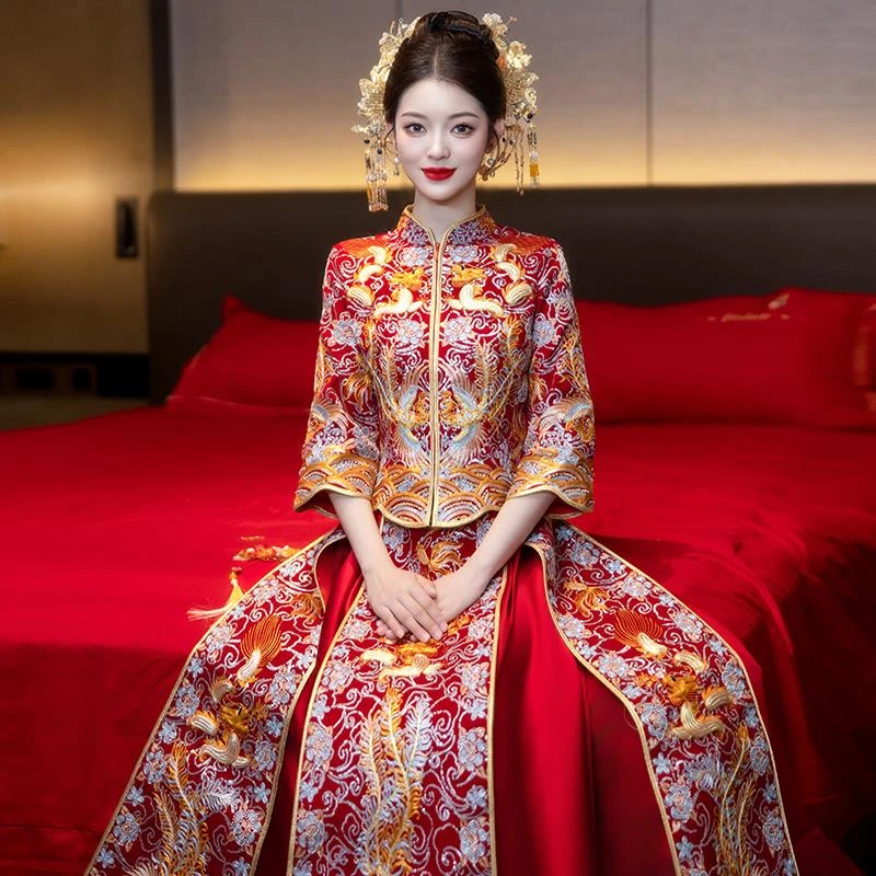 龙凤褂新娘秀禾服结婚礼服2025新款中式婚服高端敬酒服大摆嫁衣