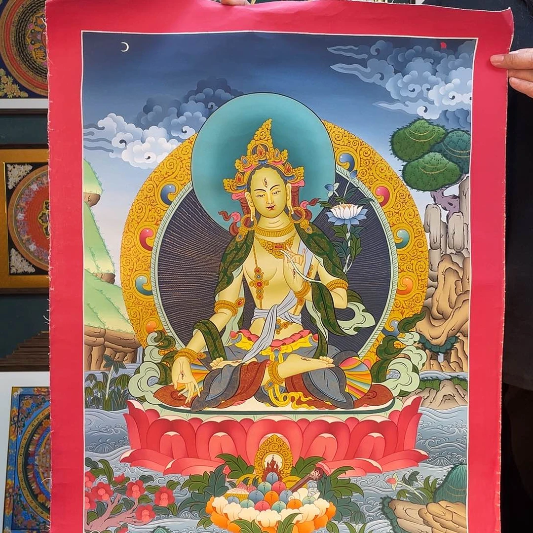 卷轴画手绘唐卡 白度