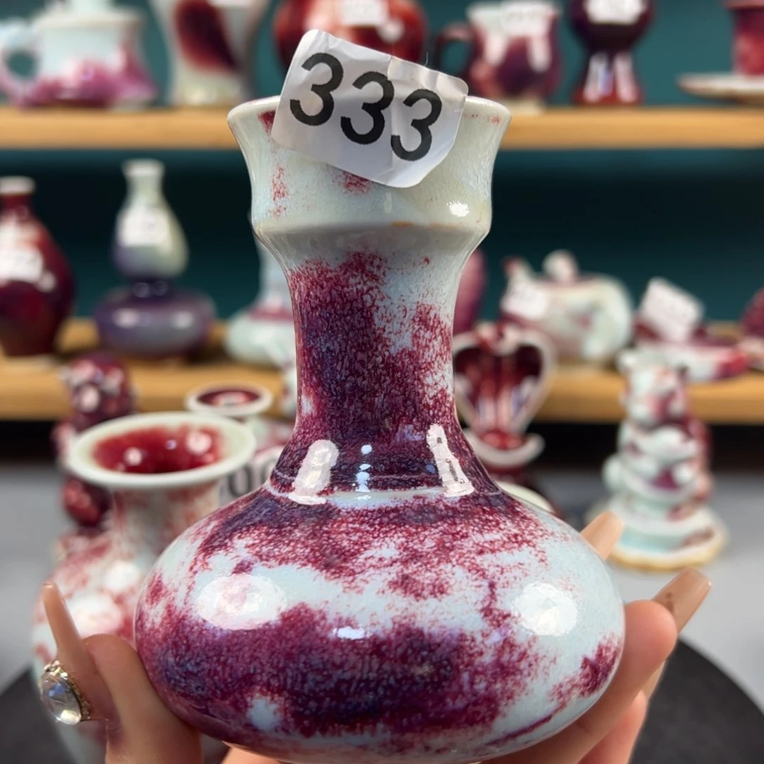 瓷片微瑕花瓶玉石釉纯手工