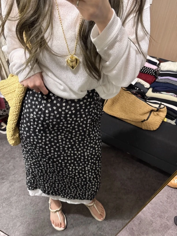 【思含】薄款碎花气质半身裙