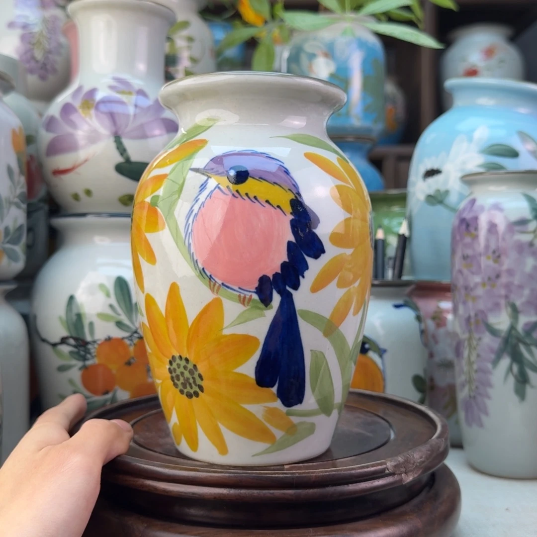 景德镇陶瓷手绘花瓶无孔