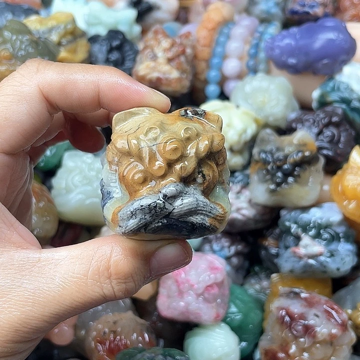 未镶嵌石英质玉珠宝奇石碧海醒狮